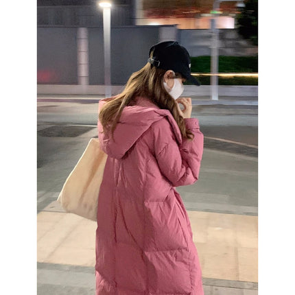 Raspberry Powder Puff Long Cotton Coat Women's Loose Slimming Over-the-knee Bread Suit oversize Slimming Cotton Coat Coat