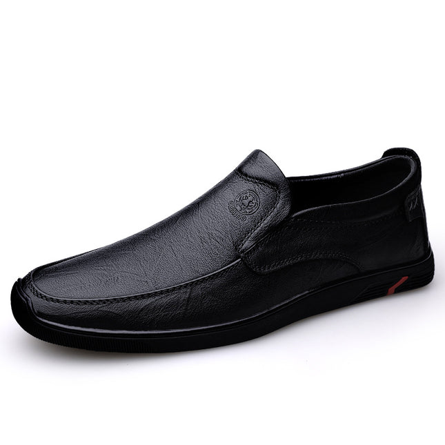 Cross-border business casual leather shoes men's slip-on flat driving shoes lazy shoes Four Seasons single shoes peas shoes cowhide men's shoes