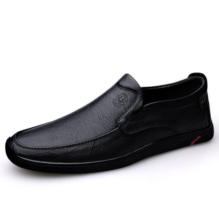 Cross-border business casual leather shoes men's slip-on flat driving shoes lazy shoes Four Seasons single shoes peas shoes cowhide men's shoes