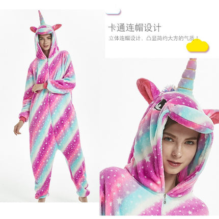 Autumn and winter new flannel gilded stars Tianma adult animal cartoon one-piece pajamas manufacturers home clothes wholesale