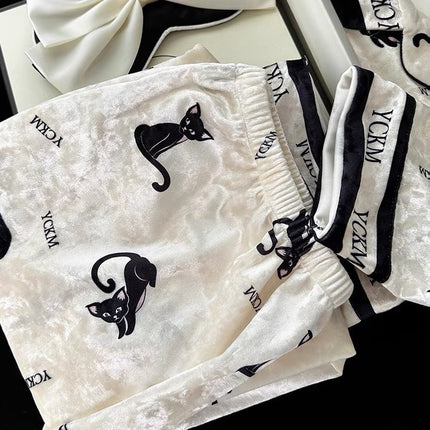Yd Homewear 2026 Autumn/Winter New Cat-Themed High-End Velvet Pajamas for Women, Internet Celebrity Style, Plus Size, Popular on Xiaohongshu