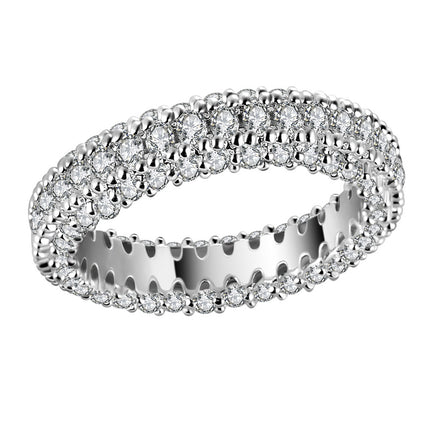 Cross-border e-commerce products Europe and the United States three rows of drill micro-inlaid women's ring plain ring shein in stock direct supply in stock r5517