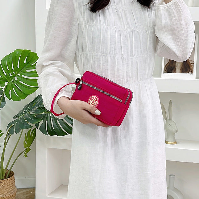 2025 New Three-Zipper Women's Bag Multifunctional Portable Coin Purse Mobile Phone Bag Middle-Aged Fashion Simple Women's Bag