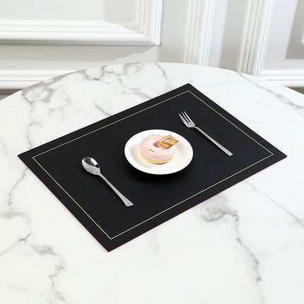 Scandinavian Style Gold Edge Rectangular Leather Placemat Double-Sided Two-Color Leather Placemat Waterproof and Oil-Proof Insulated Table Mat