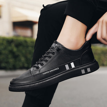 2025 New Korean Style Trendy Casual Men's Trendy Shoes White Shoes Leather Panel Shoes Spring Live Breathable White Shoes for Men