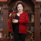 Burgundy round neck female blessing plus pockets plus velvet / S