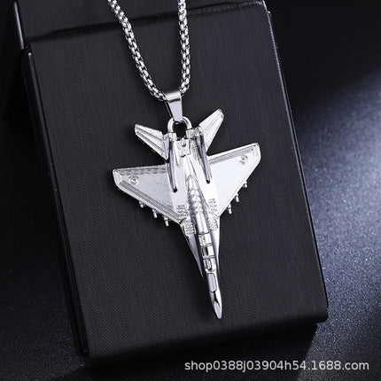 New J-20 Fighter Pendant Necklace Creative Aviation Aircraft Model Air Show Commemorative Small Gift Jewelry Wholesale
