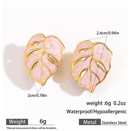 Myya European and American Cross-Border Hot-Selling Stainless Steel Oil-Dropping Leaf Earrings for Women, Exaggerated Stylish Earrings, Non-Fading Ear Jewelry