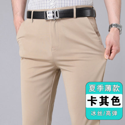 Wholesale Casual Pants Men's Western Pants Trousers Men's Thin Stretch Slim-Fit Pants Non-Ironing Business Dress Pants Trendy