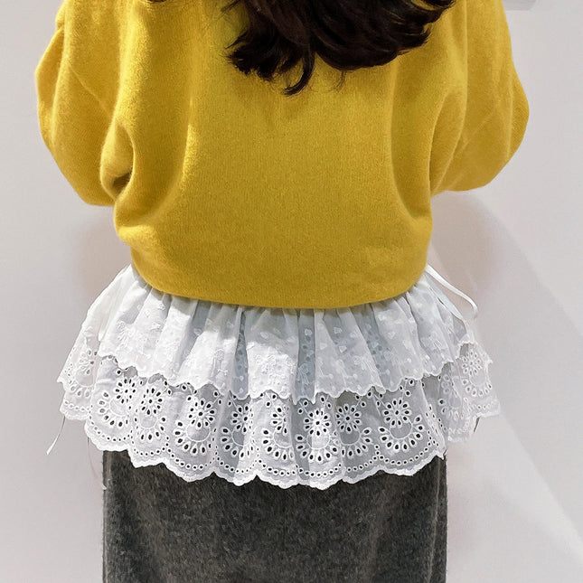 South Korea Dongdaemun 100% Pure Cotton Embroidery Hollow Double Strap Fart Curtain Skirt Wearing Cover Overlay Wearing All-match