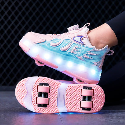 Four-wheel heyday shoes girls' roller shoes bright flashing light shoes autumn and winter style children's wheel skates children's roller skates