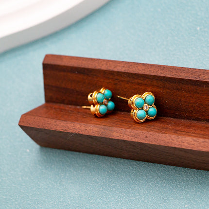 New Chinese Style Retro Style Turquoise Earrings, Charming Classic Niche Design, New Summer Style Bohemian Style