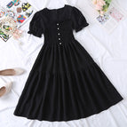 Black beaded short sleeve dress / S