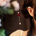 Small Rose Single Fringe Hairpin