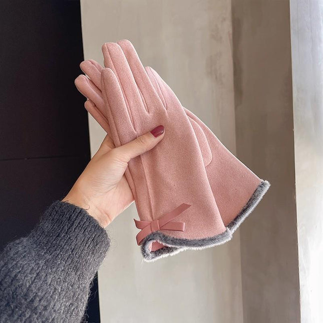 Winter Women's Velvet Thickeneded Plush German Velvet Gloves for Cycling and Driving, Warm and Touch-Screen Cold-Proof German Velvet Gloves