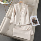 8669 apricot plaid suit + pants 81.5% polyester 15. viscose 3.5% spandex / 4 XL