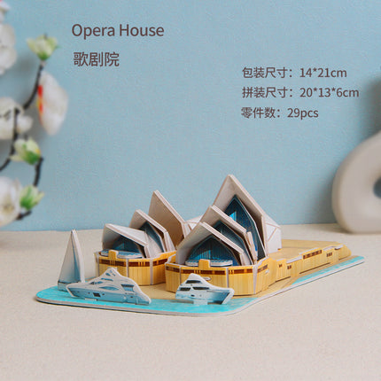 Paper 3D Stereo Puzzle Education School Model DIY Handmade Kidsren's Educational Toys Girls Kindergarten Wholesale
