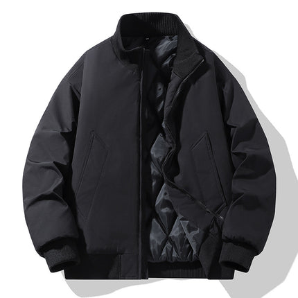 Casual Clothing for Men, Flight-Style Warm Clothing, Men's Hong Kong-Style Trench Coat, Youth Trendy Brand, 2025 Winter Fleece-Lined Thick Short Cotton Jacket