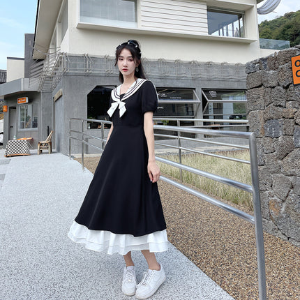 College Style Couple Dress New Graduation Season High School Students Your Dress My Dress Design Sense Chorus Navy Collar Class Dress