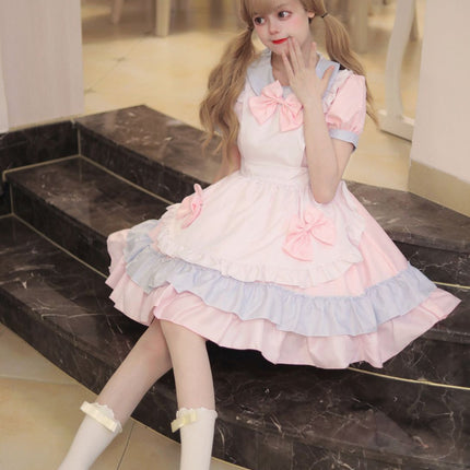 Japanese-Style Maid Lolita Soft Girl Dress Cos Anime Cream Sweetheart Cafe Cute Maid Uniform Set