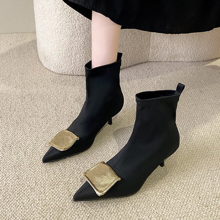 Pointed Toe Stiletto Fashion Boots for Women 2025 New European and American Fashion Elegant Short Boots Sexy Comfortable Elastic Socks Boots Trendy