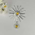 Silver sunflower yellow beads