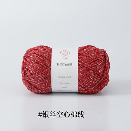 Silver Hollow Cotton 1.5mm Glossy Fine Woven Creative DIY Handmade Crochet Bag