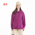 Purple-pure cotton terry hooded sweatshirt / S