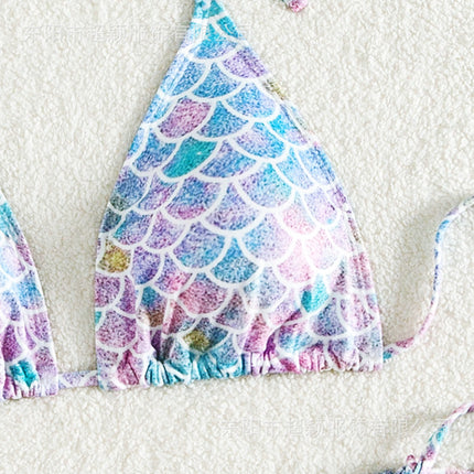 2024 new hot mermaid printed halter swimsuit split female AliExpress sexy beach swimsuit bikini