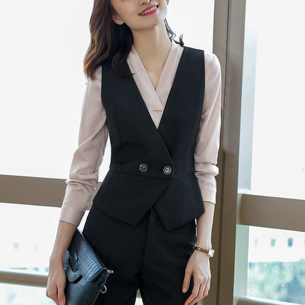 Professional Vest Set Hotel Catering Front Desk Cashier Waiter High-end Temperament Work Dress Dress Autumn and Winter