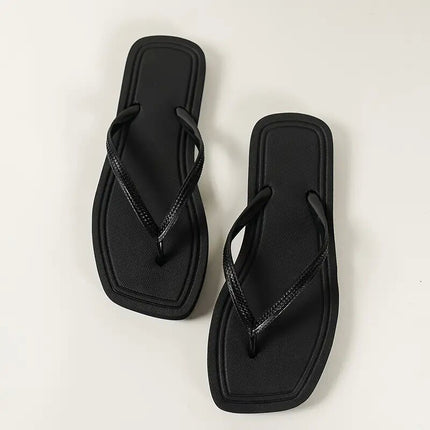 2025 Cross-Border Hot-Selling Women's Flip-Flops for Outdoor Wear, Bathing, Beach, Seaside, Casual, Simple, Solid Color, Clip-Toe Girls' Slippers