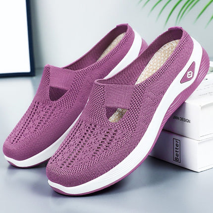 Shoes Women's Summer New Slip-on Slippers Mesh Hollow Casual Shoes Soft Sole Comfortable Moms Shoes