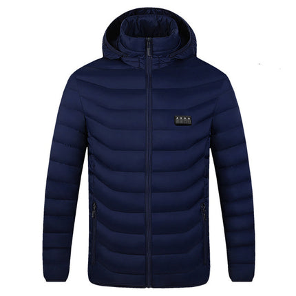 Intelligent temperature control self-heating cotton jacket men's and women's electric heating clothes black Technology charging full body heating down cotton-padded jacket