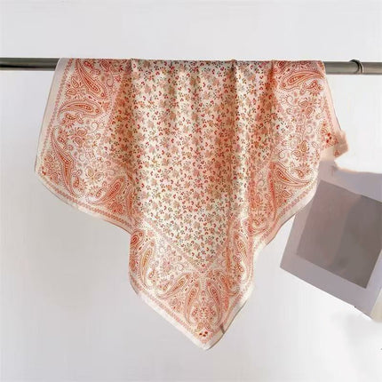 Korean Cashew Silk Scarf Women's Square Scarf Leopard Print Silk Scarf Imitation Silk Scarf Elegant Fashion Four Seasons Cross-Border Printed Scarf