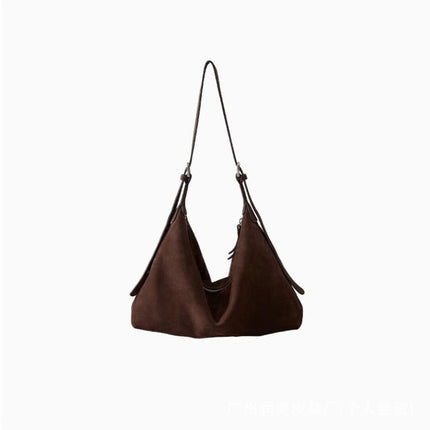 Youyou Bowling Bag Vegetable-Tanned First-Layer Lambskin High-End Retro Casual Large-Capacity Handbag Shoulder Bag for Women
