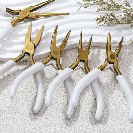 Gold-Plated Needle-Nose Pliers, Diagonal Pliers, Jewelry Tools, Cutting Pliers, DIY Accessories, Handmade Bracelets, Necklaces, Gold-Colored Pliers