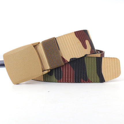 Security check camouflage nylon belt men's tactical belt women's automatic buckle pants belt woven cross-border wholesale