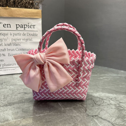 Plastic Woven Bow Basket Bag / Sac Panier Tressé Nœud Plastique