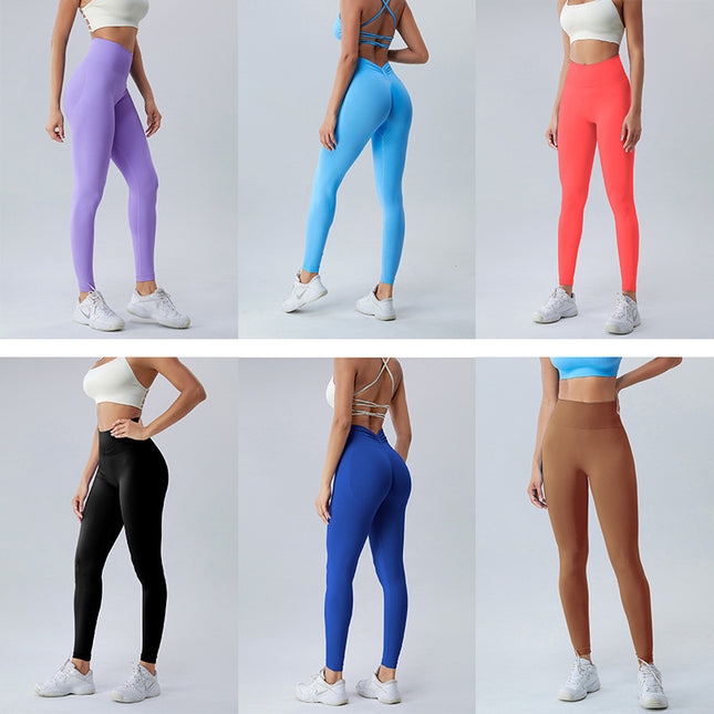 Nude leggings high waist belly contracting hip lifting tight full length fitness sports pants European and American body shaping yoga pants seamless