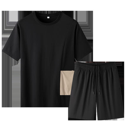 Ice Silk Sports suit Men's 2024 High-end Summer Light Luxury Men's Loose Short-sleeved Casual All-match Outdoor suit