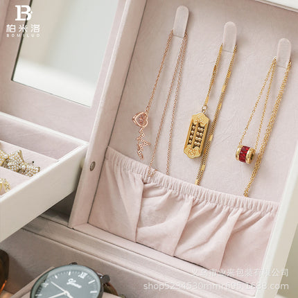 Diamond Pattern Jewelry Box Necklace Ring Jewelry Storage Box Three-Layer Anti-Oxidation Jewelry Box Moisture-Proof and Anti-Oxidation