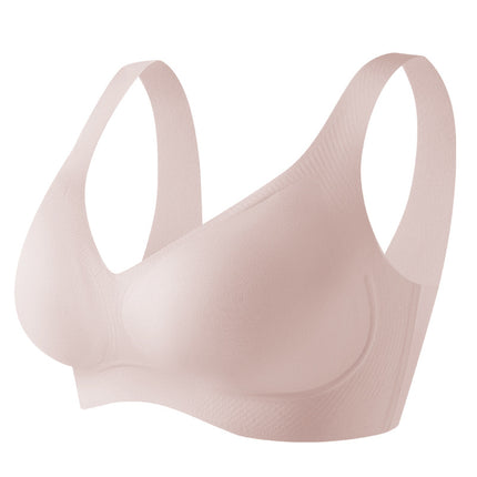 7A Antibacterial Amino Acid Traceless Underwear Fixed Cup Thin No Steel Ring Bra Wide Shoulder Strap Vest Jelly Bra