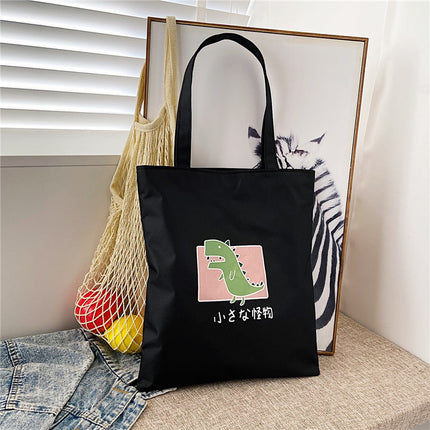2022 New Fashion Printed Canvas Bag Korean Artistic Shopping Bag Solid Color Polyester Zipper Shoulder Handbag