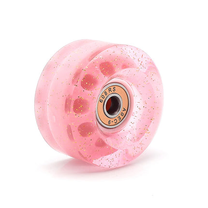 Cross-Border double-row skates transparent color non-luminous wheel four-wheel roller skates sequins pink wheel skateboard Universal