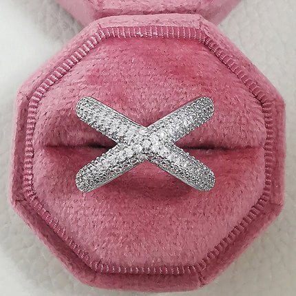 E-Commerce Aliexpress Wish European and American Cross-Border Creative Asymmetrical Geometric Full Diamond Luxury Women's Ring R4810