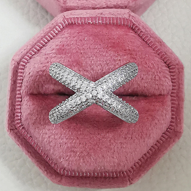 E-Commerce Aliexpress Wish European and American Cross-Border Creative Asymmetrical Geometric Full Diamond Luxury Women's Ring R4810