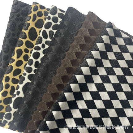 Wholesale PU flocking garment leather leopard print banma print rhombus grid stripe men's and women's children's clothing luggage packaging fabric