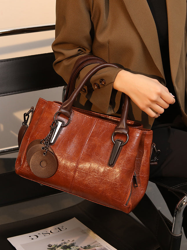 Hong Kong 2025 New Retro Contrast Color Personalized Hand-Held Crossbody Three-Layer Large Capacity Pillow Bag Women's Bag