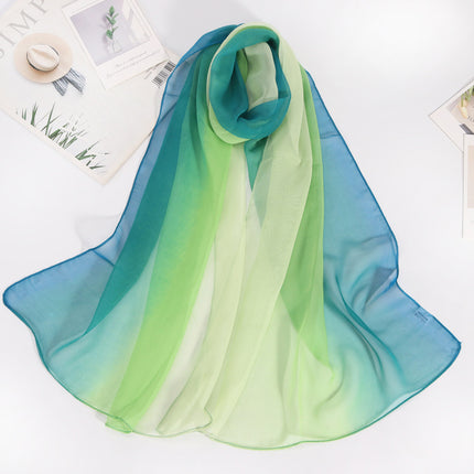 Summer Thin Silk Scarf Soft Breathable Small Qiao Qi Scarf Rainbow Gradient Color Scarf Women's Sunscreen Shawl Etiquette Silk Scarf