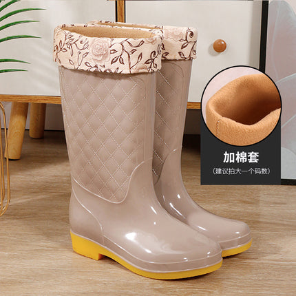 Rain Boots women's new fashion outdoor water shoes women's waterproof non-slip rain boots fleece-lined tendon sole rubber shoes overshoes 2022